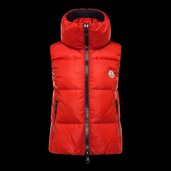 Moncler Breve semplici Arancione collo alto Donna Gilet